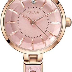 Women's Watch Pink Dial & Gold Bracelet – Waterproof Scratch-Resistant Fashion L